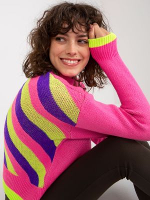 Пуловер с принт Fashionhunters розово