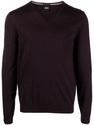 Пуловер с v-образно деколте Boss виолетово