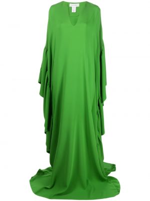 Vestito con scollo a v con drappeggi Oscar De La Renta verde