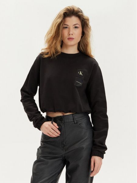 Σατέν μπλούζα Calvin Klein Jeans μαύρο