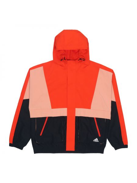 Плетеная куртка с капюшоном свободного кроя Adidas оранжевая