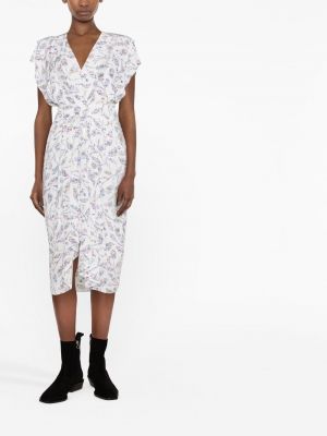 Asymetrické šaty s potiskem s abstraktním vzorem Isabel Marant Etoile bílé