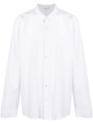 Bombažna srajca z dolgimi rokavi James Perse bela