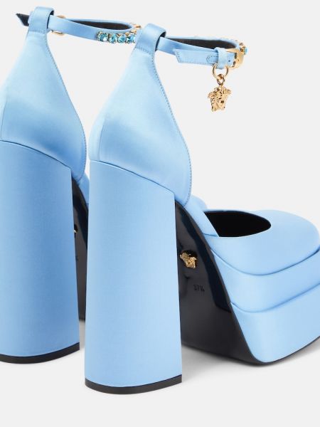 Platform talpú szatén körömcipő Versace kék