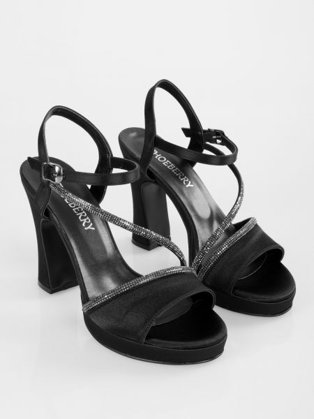 Satīna kurpes ar platformu Shoeberry melns