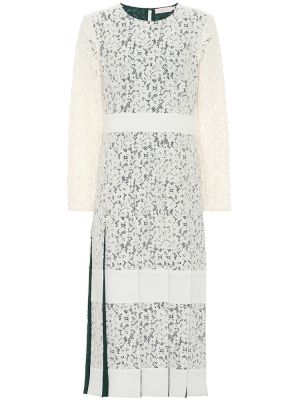 Pamučna midi haljina s čipkom Tory Burch bijela
