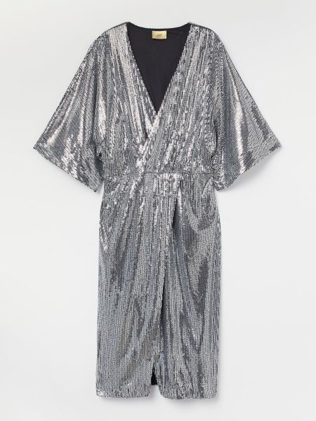 Серебряное платье миди H&m