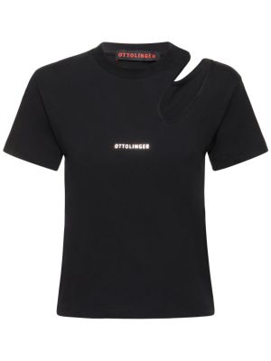 Camiseta de algodón de tela jersey Ottolinger negro