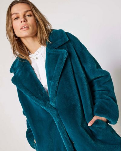 Szőrös kabát Only zöld