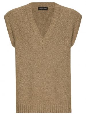 Pletená vesta s výstřihem do v Dolce & Gabbana hnědá