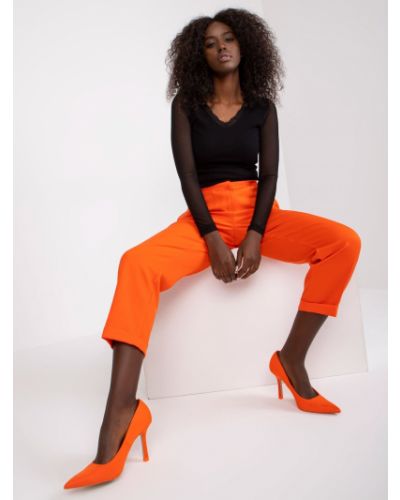 Egyenes szárú nadrág Fashionhunters narancsszínű