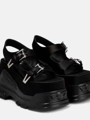 Saténové sandále na platforme Versace čierna
