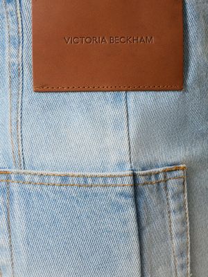 Medvilninės platėjantys džinsai aukštu liemeniu Victoria Beckham mėlyna