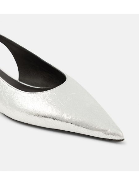 Nyitott sarkú bőr balerina cipők Proenza Schouler ezüstszínű
