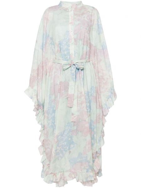 Φλοράλ βαμβακερή φόρεμα με γιακά με σχέδιο Luisa Beccaria ροζ