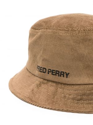 Haftowany kapelusz sztruksowy Fred Perry brązowy