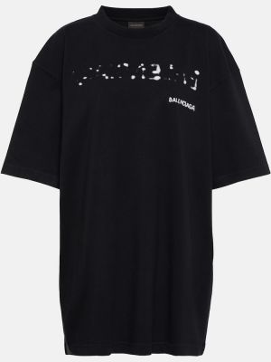 Kokvilnas t-krekls džersija Balenciaga melns