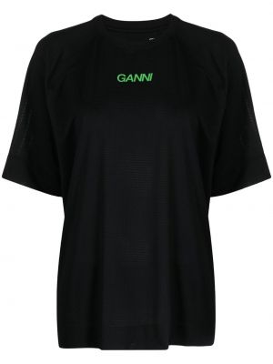 T-krekls ar apdruku Ganni melns