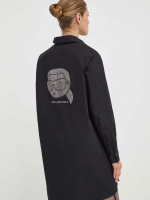 Czarna koszula bawełniana relaxed fit Karl Lagerfeld