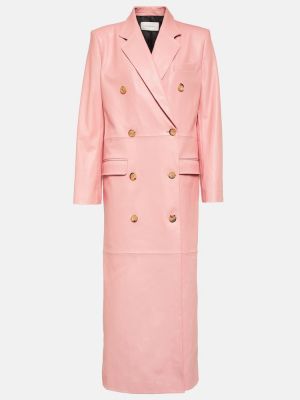 Δερμάτινο παλτό Magda Butrym ροζ