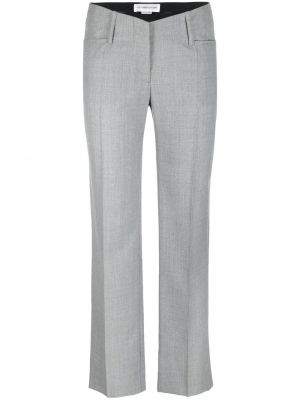 Vlněné rovné kalhoty Victoria Beckham šedé