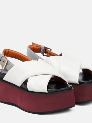 Kožené sandále na platforme Marni biela