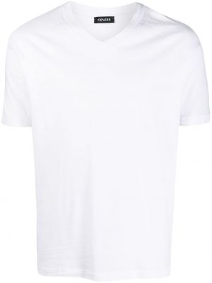 Памучна тениска с v-образно деколте Cenere Gb бяло