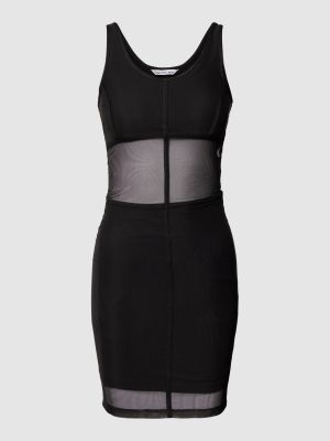 Sukienka mini dopasowana z siateczką Calvin Klein Jeans czarna