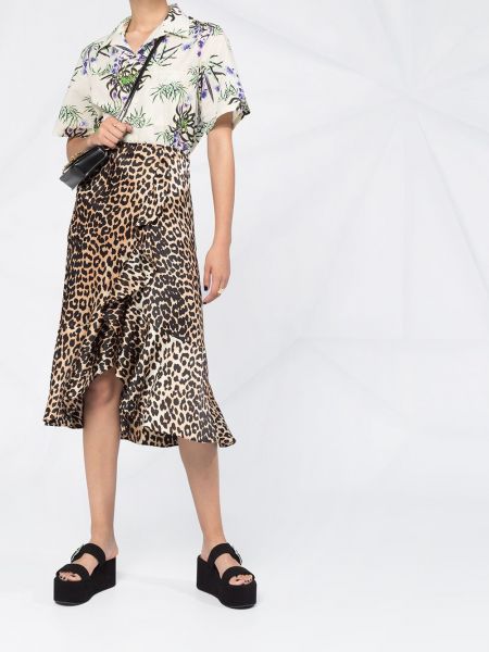 Falda con estampado leopardo Ganni