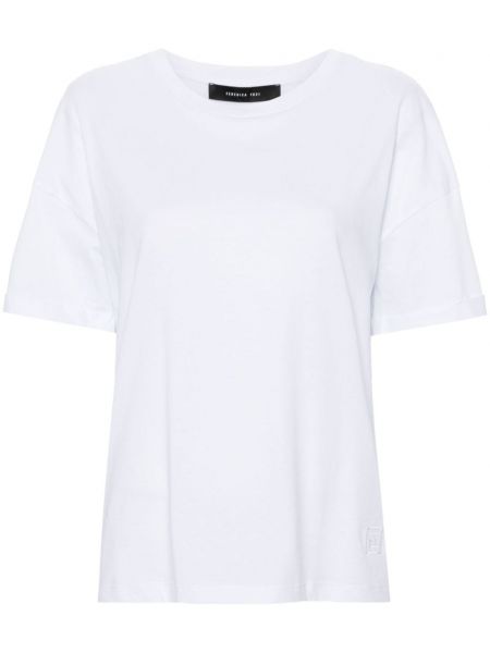 Памучна тениска бродирана Federica Tosi бяло