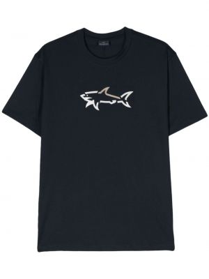 Bavlněné tričko s potiskem Paul & Shark modré