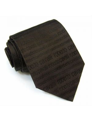 Шелковый галстук Roberto Cavalli коричневый