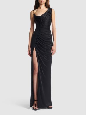 Sukienka z dżerseju drapowana Versace czarna