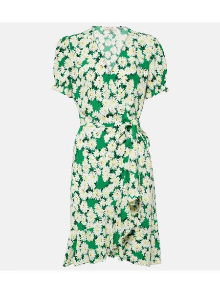 Mini robe à fleurs en crêpe Diane Von Furstenberg vert