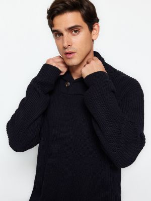 Priliehavý sveter na gombíky so šálovým golierom Trendyol