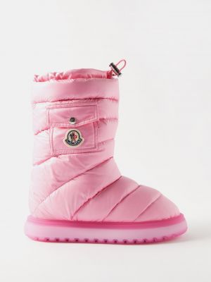 Стеганые зимние ботинки с карманами Moncler розовые
