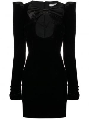 Žametna koktejl obleka z lokom iz rebrastega žameta Alessandra Rich črna