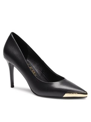 Полуотворени обувки с ток с ток Versace Jeans Couture черно