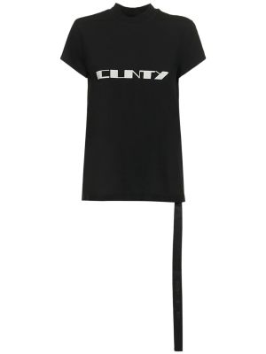 Bavlněné tričko s potiskem jersey Rick Owens černé
