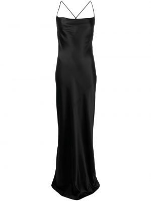 Jedwabna satynowa sukienka wieczorowa Saint Laurent czarna