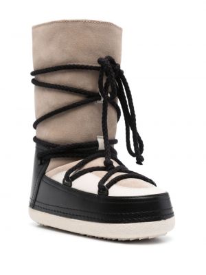 Krajkové semišové šněrovací kotníkové boty Inuikii černé