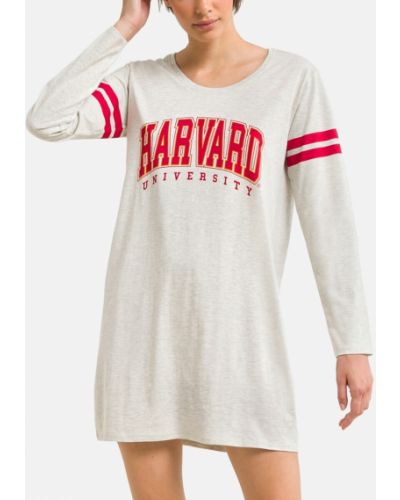 Camisón de algodón manga larga Harvard beige