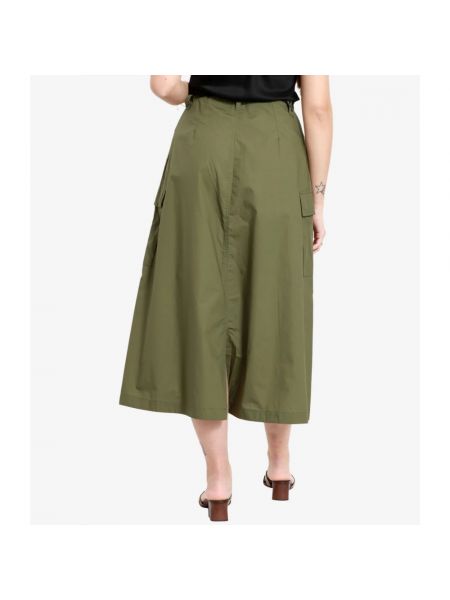 Falda larga de algodón de cintura alta con bolsillos Blauer verde