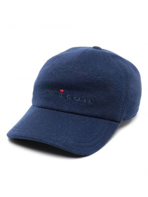 Haftowana czapka z kaszmiru Kiton niebieska