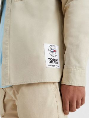 Rifľová košeľa Tommy Jeans béžová