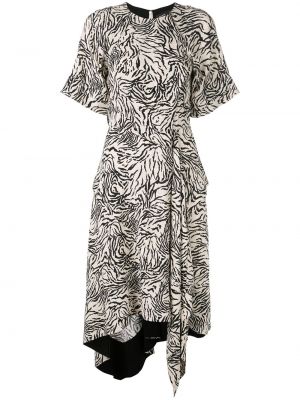 Mini haljina s printom s draperijom sa zebra printom Proenza Schouler crna
