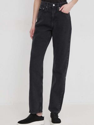 Czarne proste jeansy z wysoką talią Calvin Klein Jeans