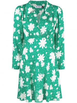 Mini obleka s cvetličnim vzorcem s potiskom Rixo zelena