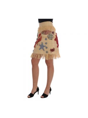 Mini falda de cristal Dolce & Gabbana beige