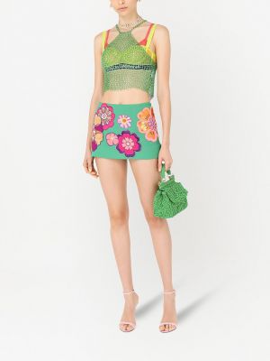 Falda con bordado de flores Dolce & Gabbana verde